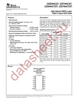 CD74HC27MTG4 datasheet  